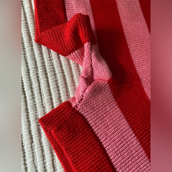 Zang Toi Knit Striped Sweater Lounge Mini Shorts Small 4 6 Red Pink High Rise - Picture 2 of 4